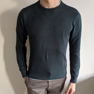 CLUB MONACO Crewneck Cotton Pullover, Forest Green